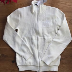 white knitted Adidas x Pharrell Williams sweater